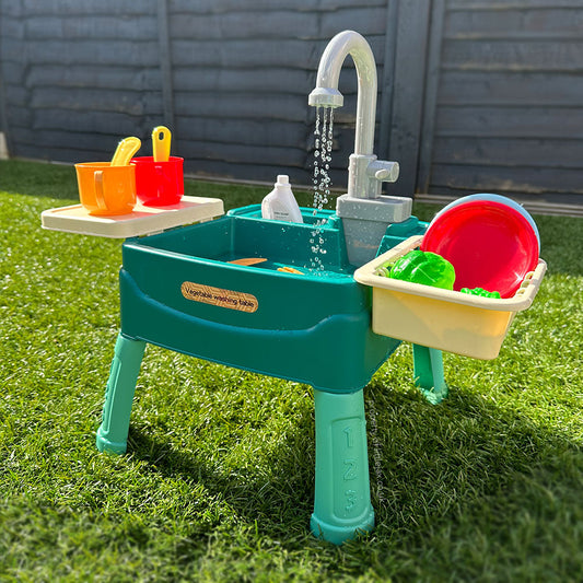 Juego de Lavabo Interactivo para Niños con Grifo de Agua Circulante y 19 Accesorios para Diversión de Juego de Rol