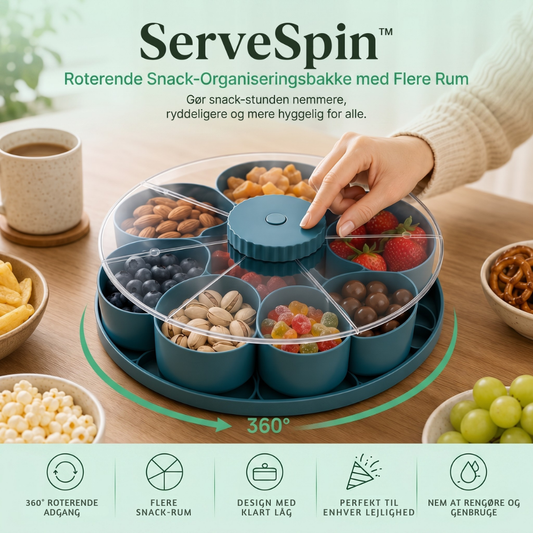 ServeSpin™ – Bandeja de Snacks Rotativa con Varios Compartimentos