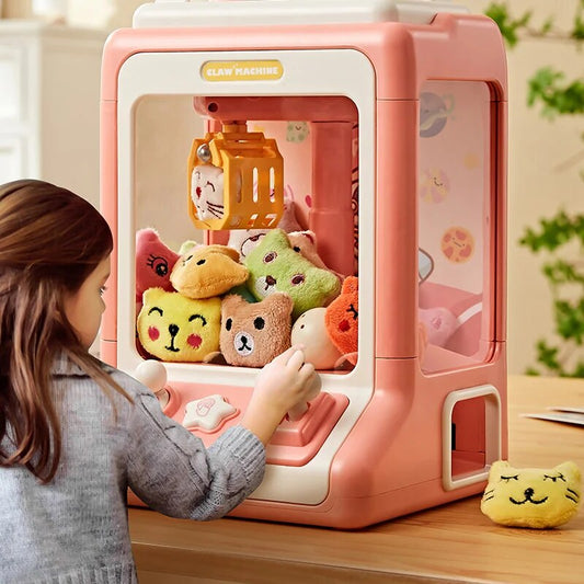 Mini Máquina de Garra Juguete para Niños - Juego de Agarre de Peluches Operado por Monedas con Luces y Música