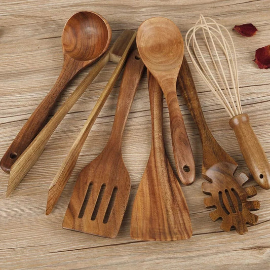 Utensilios de Cocina de Madera Premium | 7 Piezas