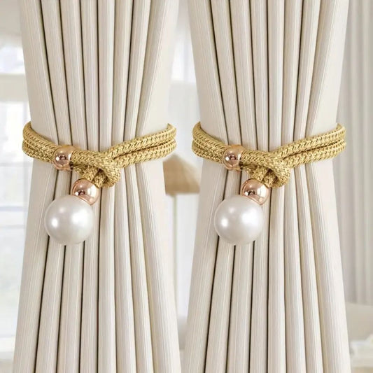 Fascia para Cortinas de Perlas Brillantes | Set de 2 Piezas