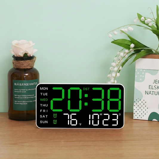 SyncTime™ – Reloj de pared digital LED moderno controlado por voz