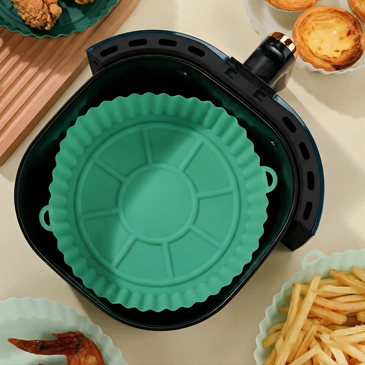 EcoFry™ – Bandeja Airfryer de Silicona Reutilizable Antiadherente