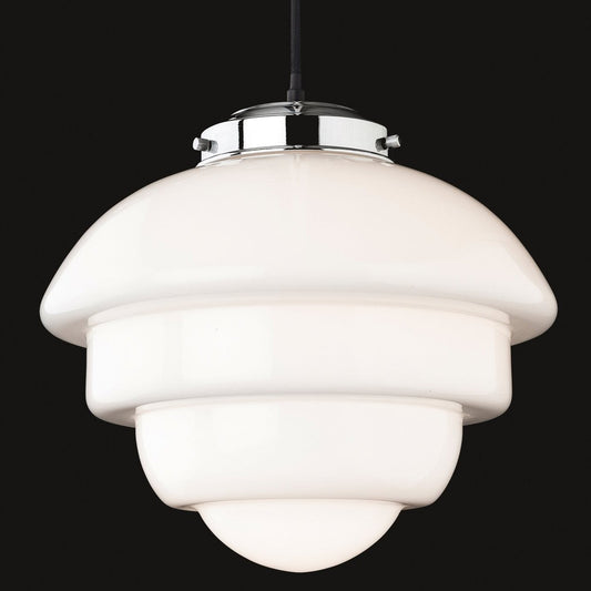 Lámpara Colgante de Vidrio Opalino Art Deco de 31 cm