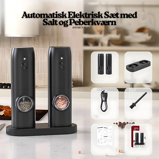 Aromix™ – Conjunto Eléctrico Automático con Molinillo de Sal y Pimienta