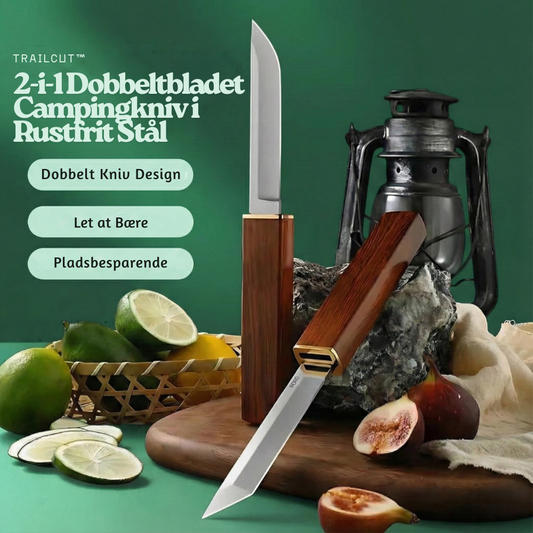TrailCut™ – Cuchillo de camping de doble hoja 2-en-1 de acero inoxidable