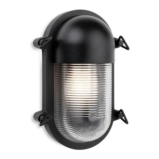 Luz de Bulkhead Ovalada Estriada Hudson, Negra