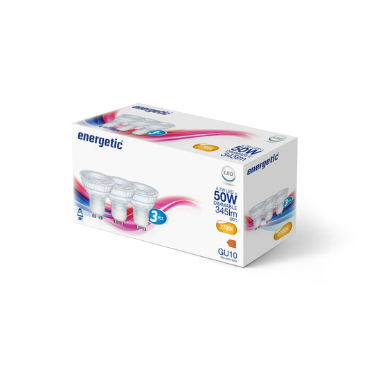 PAR16 | GU10 | 345lm | Regulable | 2700k (equivalente a 50w) Paquete de 3