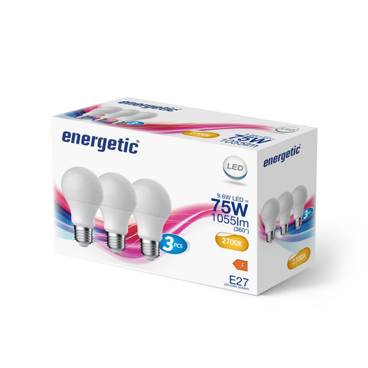 A60 | E27 | 1055lm | 2700k (75w eqv) (Paquete de 3)