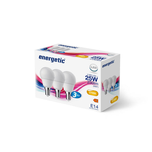 G45 | E14 | 250lm | 2700k (25w eqv) (Paquete de 3)