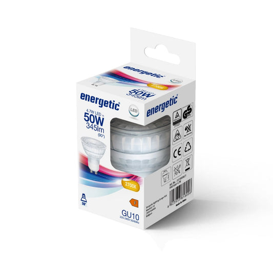 Bombilla LED GU10 4.7w 345lm Blanca Cálida 2700k (equivalente a 50w)