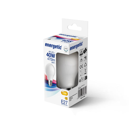A60 | E27 | Vidrio Lechoso | 470lm | 2700k (equivalente a 40w)