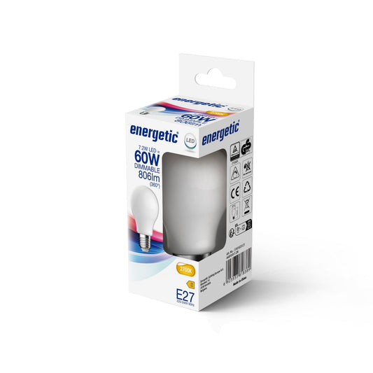 A60 | E27 | Vidrio Lechoso | 806lm | 2700k | Regulable (equivalente a 60w)