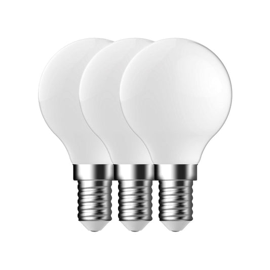 G45 | E14 | Vidrio Lechoso | 470lm | 2700k (equivalente a 40w) Paquete de 3