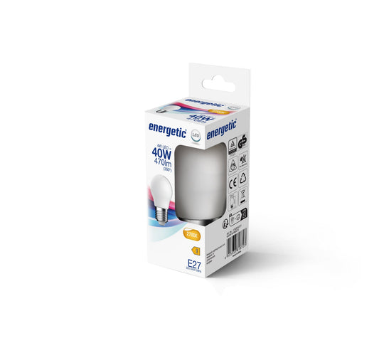 G45 | E27 | Vidrio Lechoso | 470lm | 2700k (equivalente a 40w)