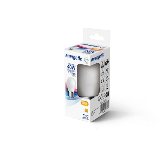 G45 | E27 | Vidrio Lechoso | 470lm | 2700k (equiv. a 40w)