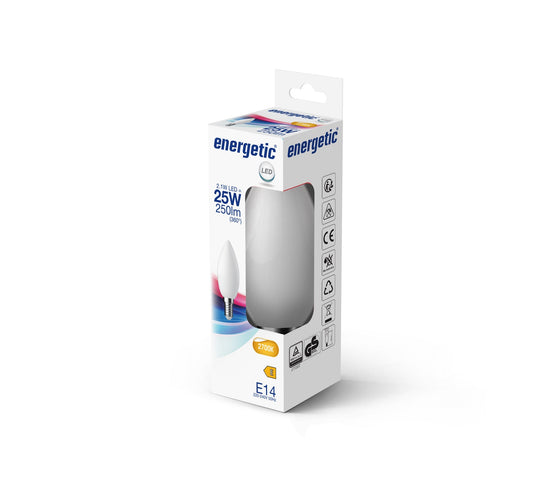 C35 | E14 | Vidrio Lechoso | 250lm | Blanco Cálido 2700k (equiv. 25w)