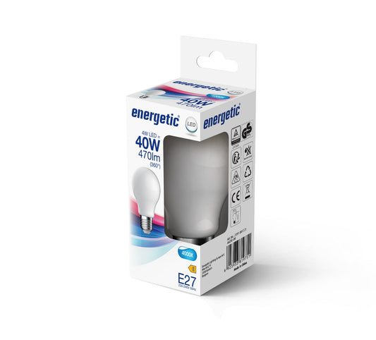 A60 | E27 | Vidrio Lechoso | 470lm | 4000k (equiv. a 40w)