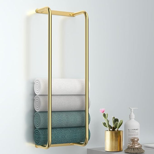 StilRaum: Soporte para toallas de baño – elegante soporte de pared de acero inoxidable, estable y decorativo para baños pequeños