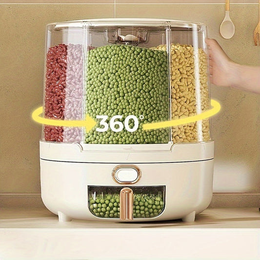 Contenedor de Alimentos Hermético Rotatorio | Dispensador de Cereales y Granos de Gran Capacidad con Diseño 360°