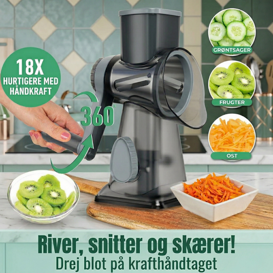 PrepEase™ – Robot de Cocina Rotativo 3-en-1 para Cortar y Rallar