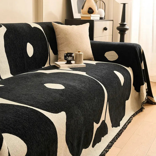 AbstrakteAura: Funda de sofá estilo chenilla con patrón artístico y acento decorativo – para sofá y dormitorio