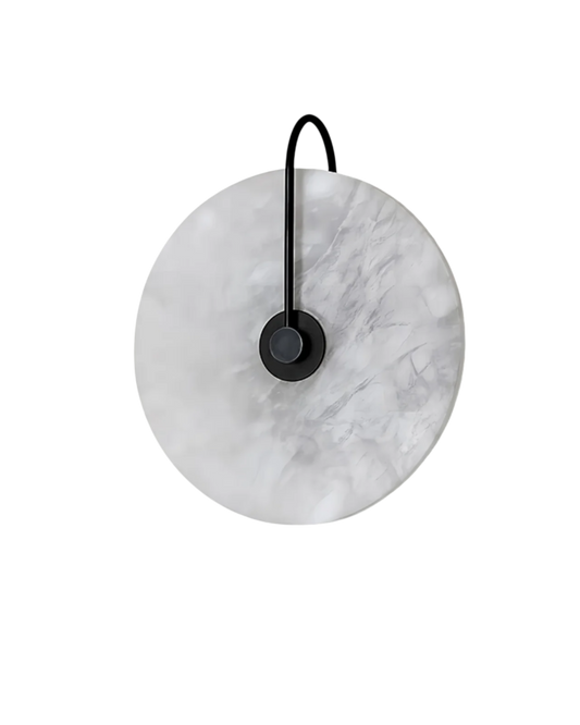 AlbaCiré: Lámpara de pared LED moderna de alabastro en diseño circular – para dormitorios y áreas de estar