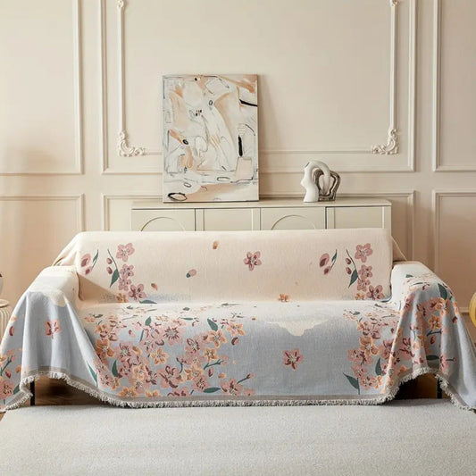 Amara: Funda de sofá con patrón jacquard floral y diseño reversible – para sala de estar y sofá