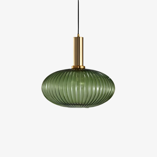 AuriGlas: Lámpara colgante de vidrio en diseño vintage – Elegante lámpara suspendida con detalles en latón