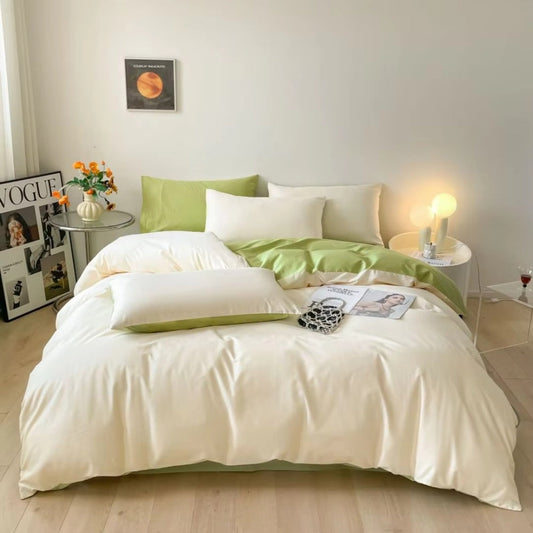 AuroraLeinen: Juego de fundas nórdicas lujoso - Algodón, suave y transpirable en diseño unicolor para dormitorio