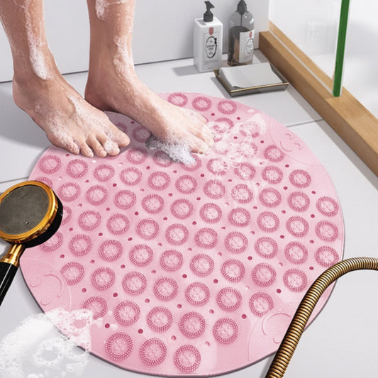 BadeRund: Alfombrilla de Ducha Antideslizante Redonda con Ventosas – Alfombra de Baño Antibacteriana y Fácil de Limpiar con Orificios de Drenaje y Masaje para los Pies