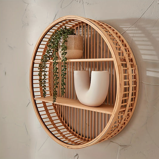 BambusKunst: Estante de pared de bambú – decorativo, hecho a mano y flotante en estilo vintage para sala de estar y dormitorio