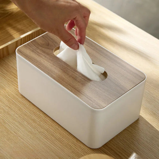 BambusLicht: Soporte para pañuelos minimalista – blanco, decorativo y compacto para sala de estar y oficina