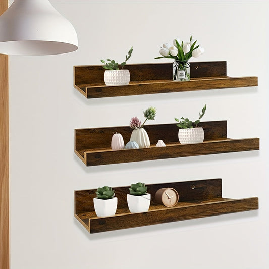 BauernhofHolz: Estantes de pared rústicos – estables, decorativos y flotantes con acabado de roble para sala de estar y dormitorio