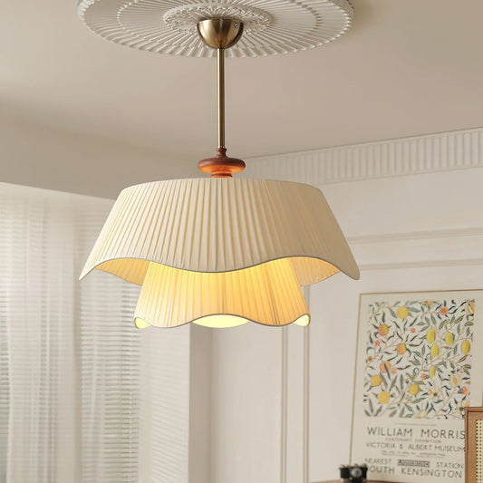 Bellevue: Lámpara colgante de metal, vidrio y madera con casquillo E27 – para sala de estar y comedor