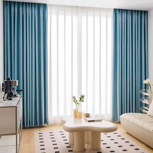 BlattEleganz: Cortina con bordado de hojas – oscurecimiento y protección térmica para dormitorio