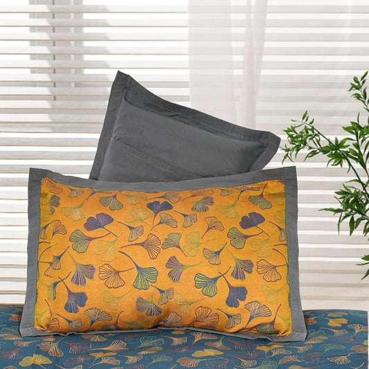 BlattZauber: Funda de cojín bordada con motivo de Ginkgo – decorativa y fácil de cuidar para espacios de vida