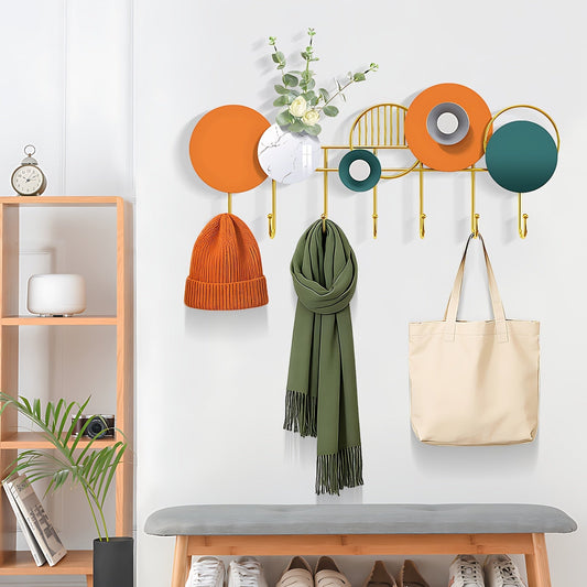 BlumenGlanz: Perchero de pared – estructura de metal hecha a mano con decoración floral y ganchos pulidos, decorativo para pasillo y sala de estar