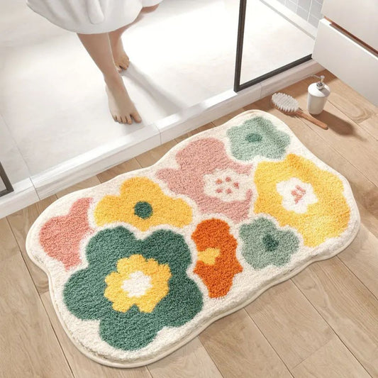 Alfombra de baño antideslizante con flores