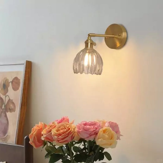 BlütenLicht: Lámpara de pared vintage de tulipanes de vidrio – Lámpara retro de flores para sala de estar y dormitorio