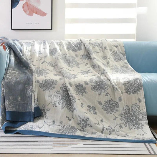 BlütenTraum: Manta de algodón suave con diseño floral – Manta ligera de verano para sofá y cama