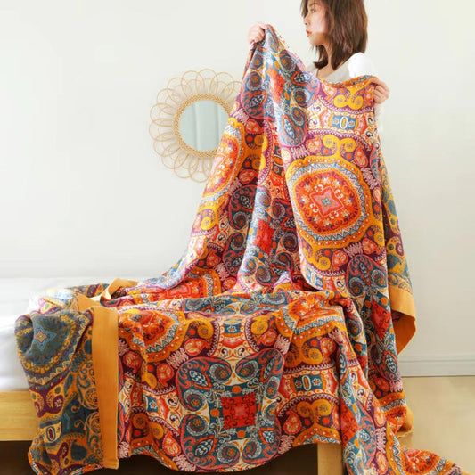 BohoChill: Manta Boho – Manta de algodón reversible para sofá y cama