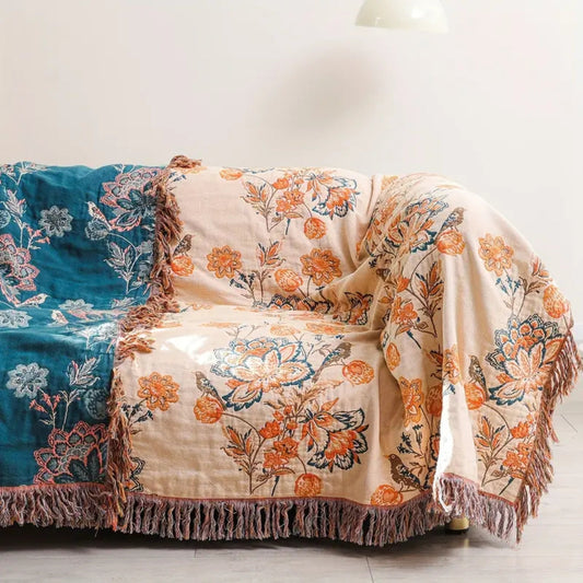 BohoHaus: Manta decorativa de algodón en estilo Boho con diseño rústico y estructura ligera – para sofá y dormitorio