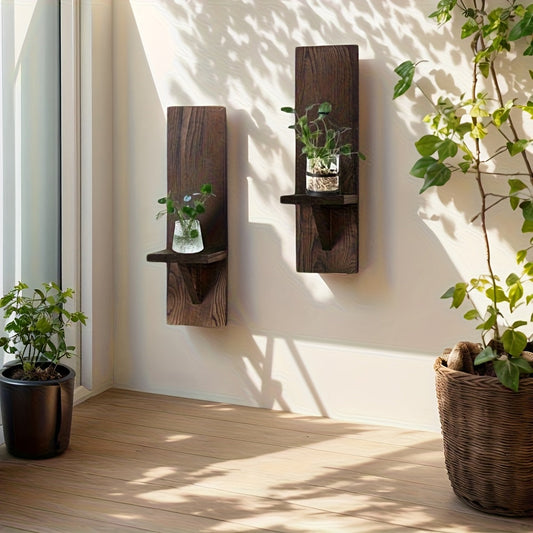 BohoLicht: Estanterías de madera con portavelas – estante decorativo para sala de estar y pasillo