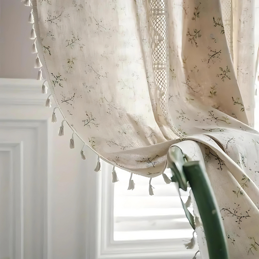 BohoPatch: Cortinas en diseño de patchwork de encaje – decorativas y filtrantes de luz para espacios románticos