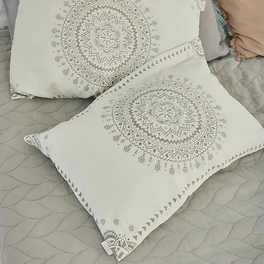 BohoSonne: Funda de cojín con estampado de mandala – suave y duradera para áreas de estar (2 piezas)