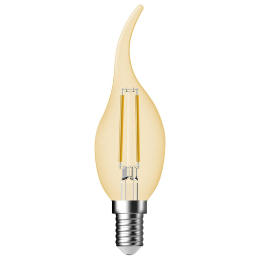 E14 400lm 4.8w Vela LED de Filamento con Punta Curvada Regulable