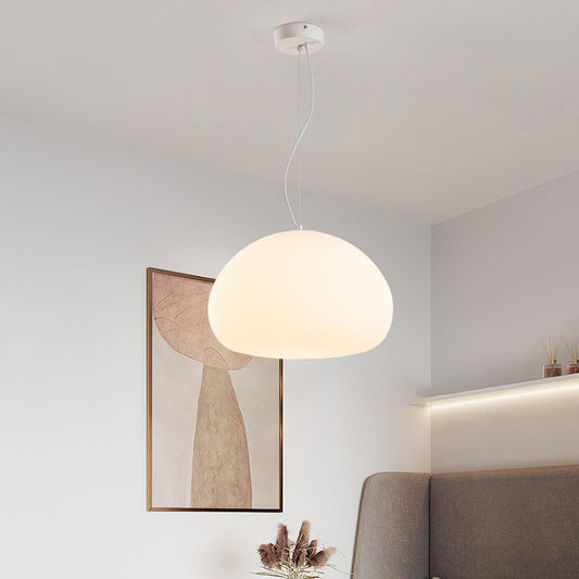Bunelle: Lámpara colgante de vidrio y metal en forma de panecillo suave – para espacios de vida acogedores