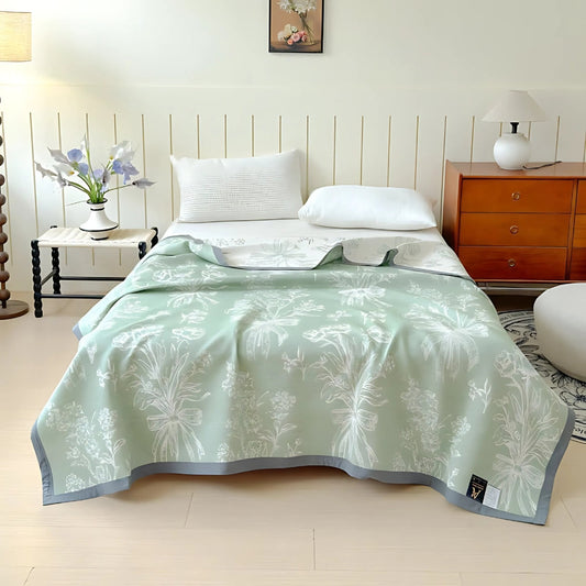 CalmaLuft: Mantas de algodón con un elegante diseño floral y calidad de algodón aireado & ligereza elegante – para sala de estar y dormitorio
