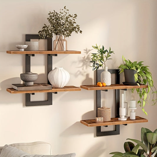 CasaBraun: Estantes de pared decorativos – robustos, ahorradores de espacio y colgantes en diseño de madera rústica para sala de estar y baño